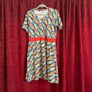 STEM Themed Cotton Casual Dress with Pockets — Retro Blast Space Shuttle